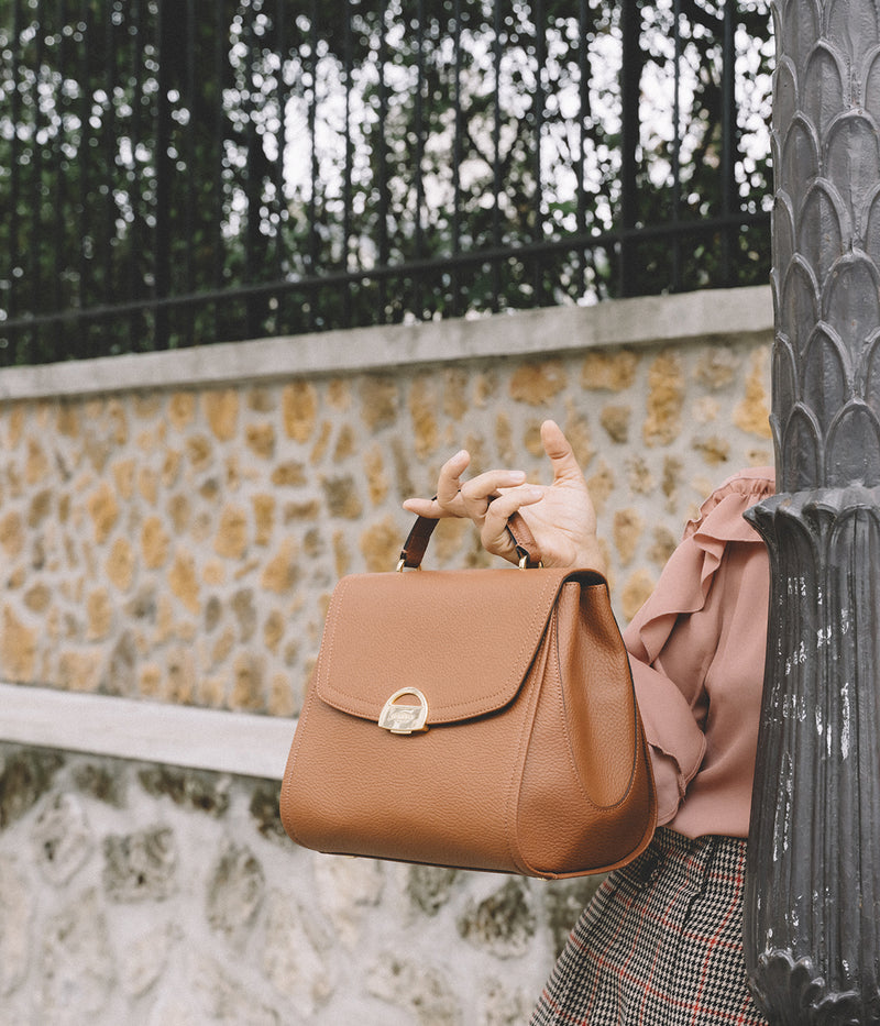 Paname full Apple Skin camel handbag