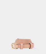 Ceinture vegan femme Apple Skin nude et boucle laiton dorée, Haute maroquinerie écoresponsable et végane