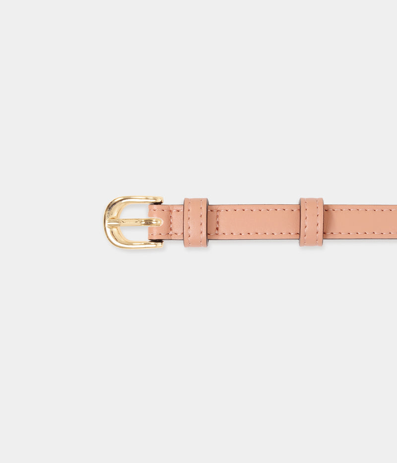 Ceinture vegan femme Apple Skin nude et boucle laiton dorée, Haute maroquinerie écoresponsable et végane