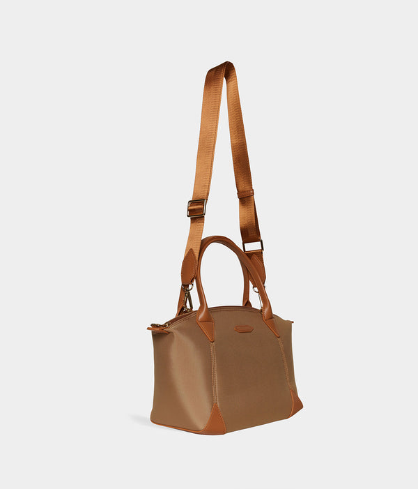 Sac à main vegan pour femme Pretty Apple Skin et Nylon recyclé caramel sans cuir, éthique, écoresponsable, écologique, recyclé et sans cruauté